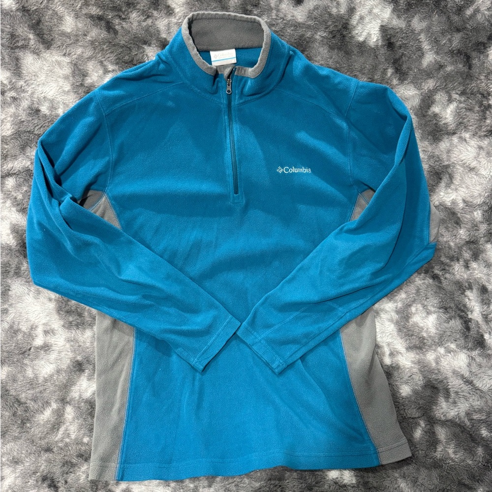 Columbia Blue and Gray Quarter-Zip Fleece Top
